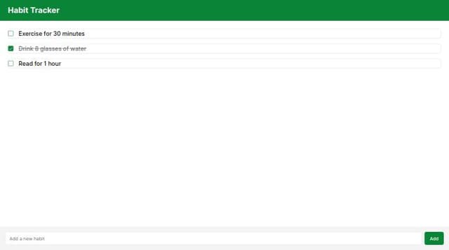 html and css habit tracker with an option to add new habit | A shadcn ...