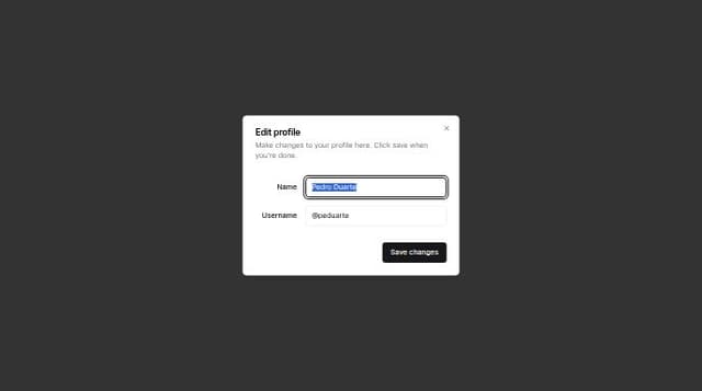 A dialog for editing profile details. | A shadcn/ui and v0 generation - v0