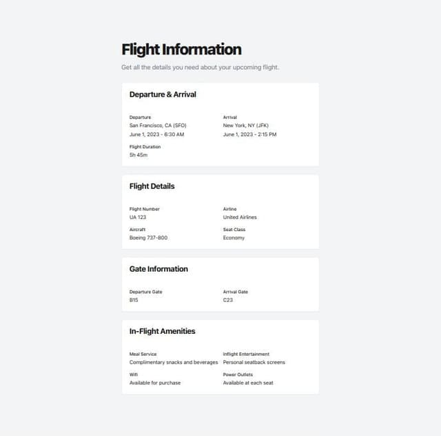I'm designing a comprehensive flight information page that aims to ...