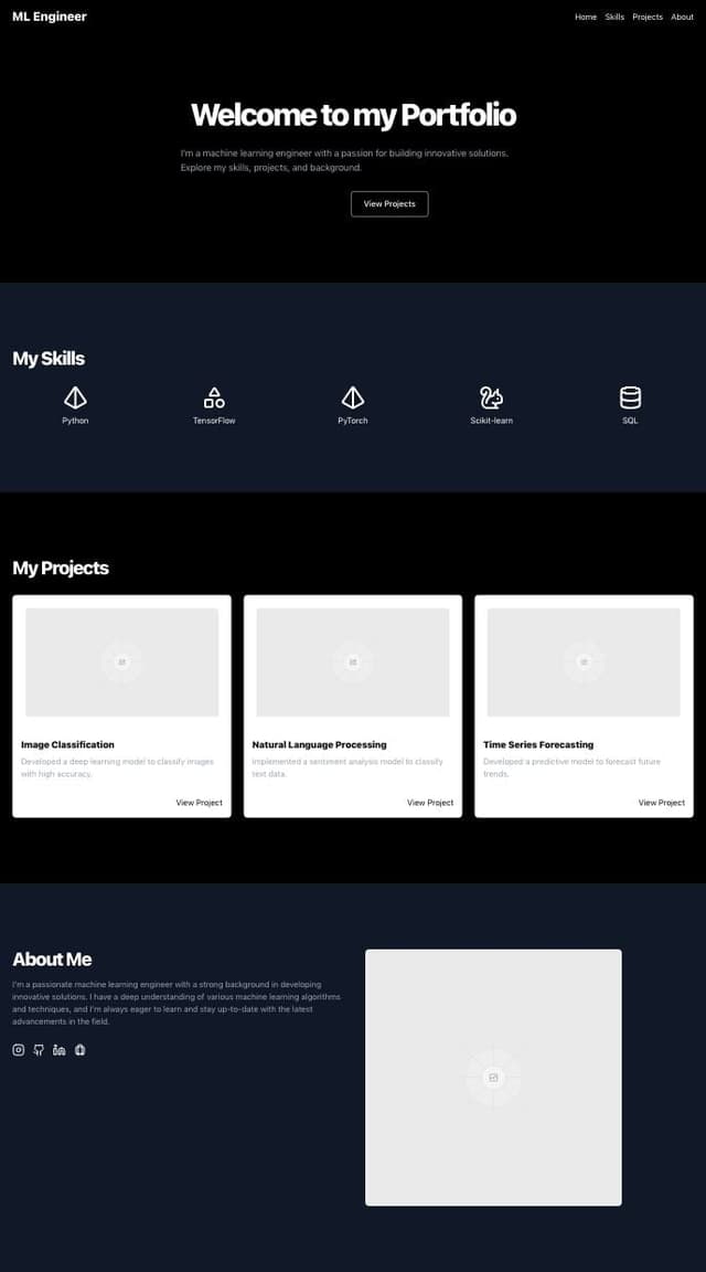 Create a professional React website for your portfolio related to the ...
