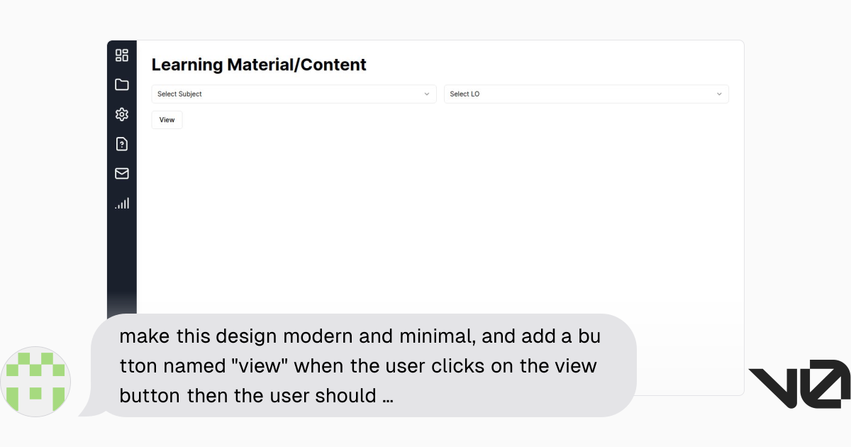 make this design modern and minimal, and add a button named "view" when ...