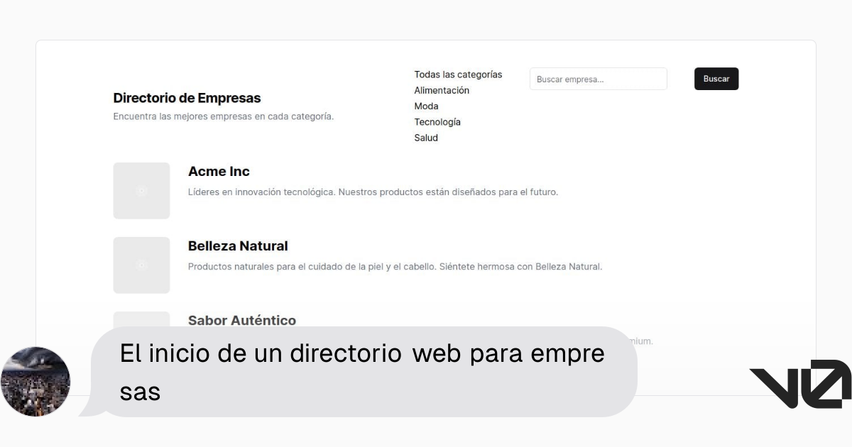El inicio de un directorio web para empresas | A shadcn/ui and v0 ...