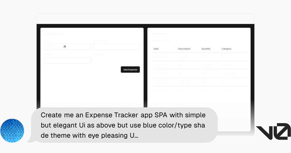 Create me an Expense Tracker app SPA with simple but elegant Ui as ...