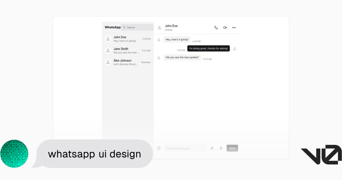 whatsapp ui design | A shadcn/ui and v0 generation - v0