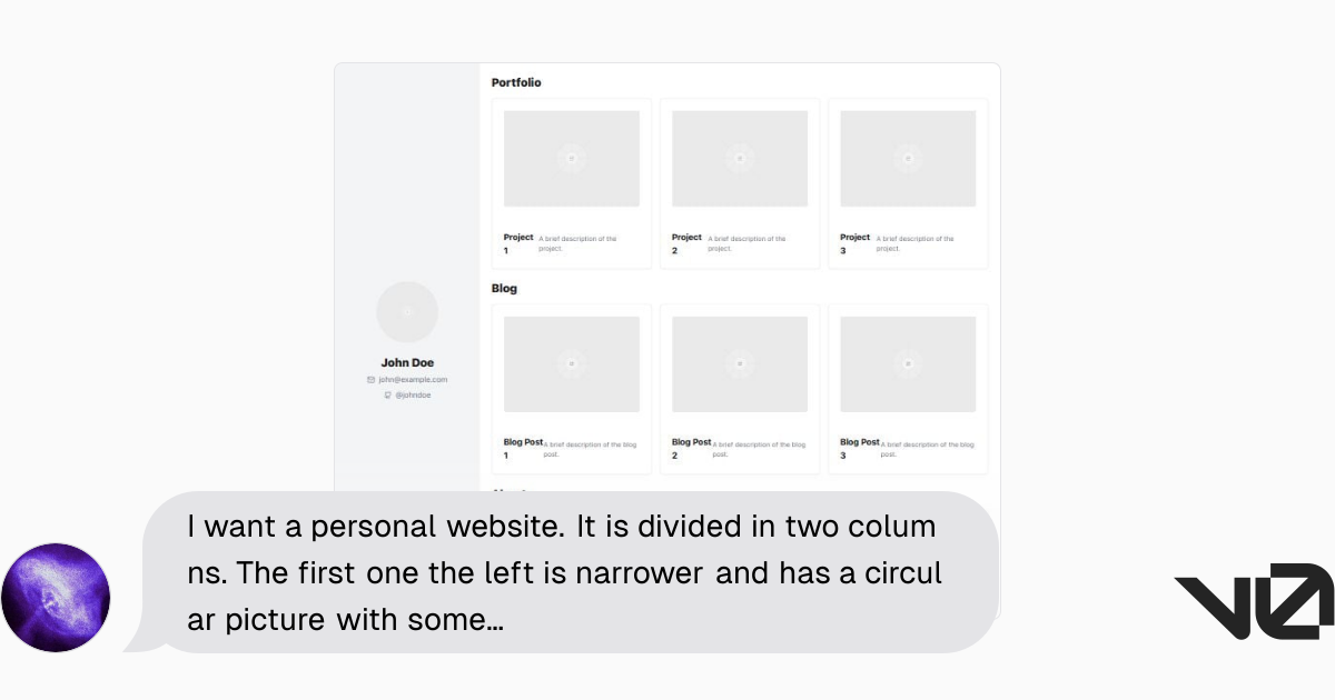 I want a personal website. It is divided in two columns. The first one ...