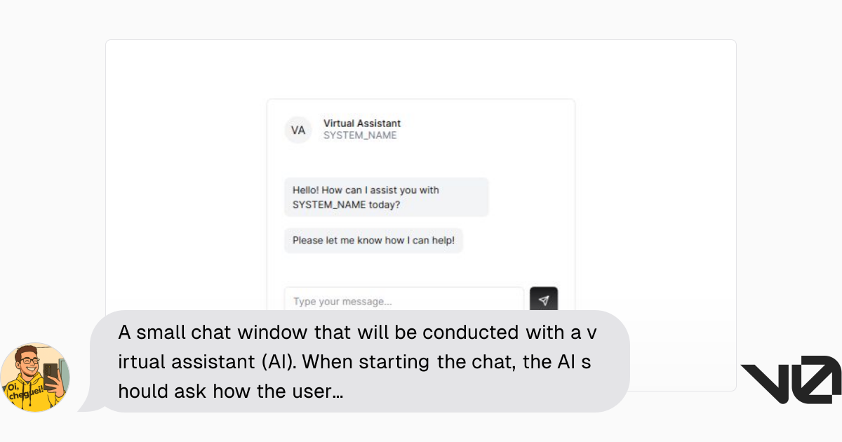 A small chat window that will be conducted with a virtual assistant (AI ...