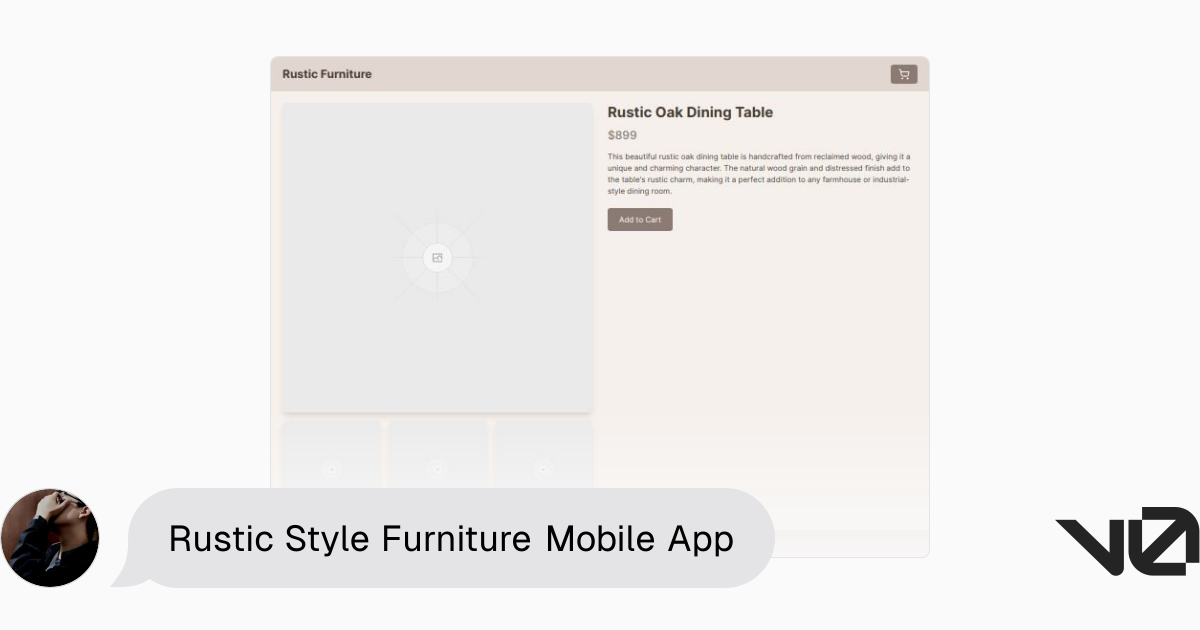 Rustic Style Furniture Mobile App | A shadcn/ui and v0 generation - v0