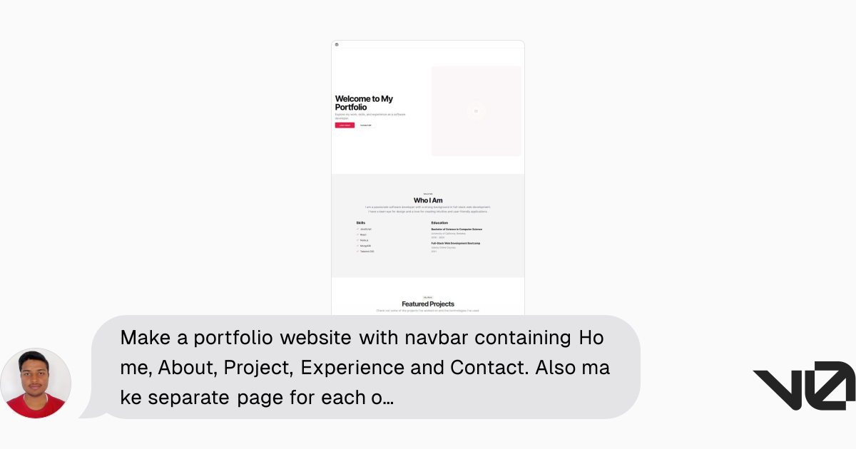Make a portfolio website with navbar containing Home, About, Project ...