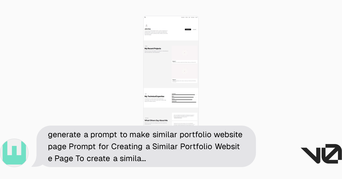 generate a prompt to make similar portfolio website page Prompt for ...