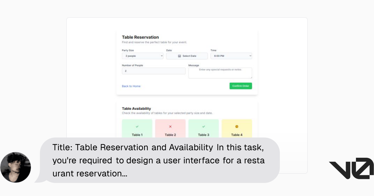 Title: Table Reservation and Availability In this task, you're required ...