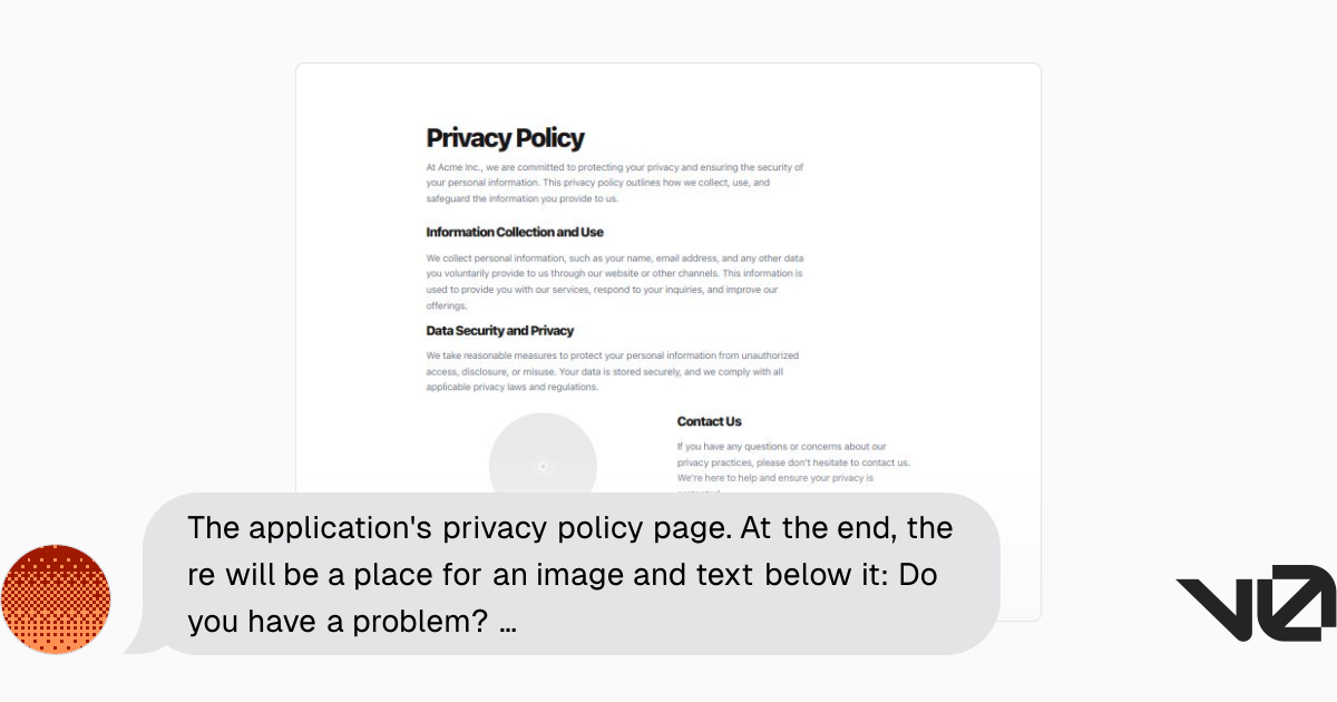 The application's privacy policy page. At the end, there will be a ...