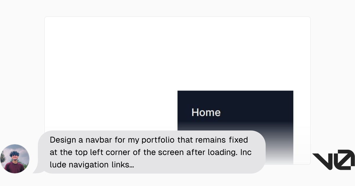 Design a navbar for my portfolio that remains fixed at the top left ...
