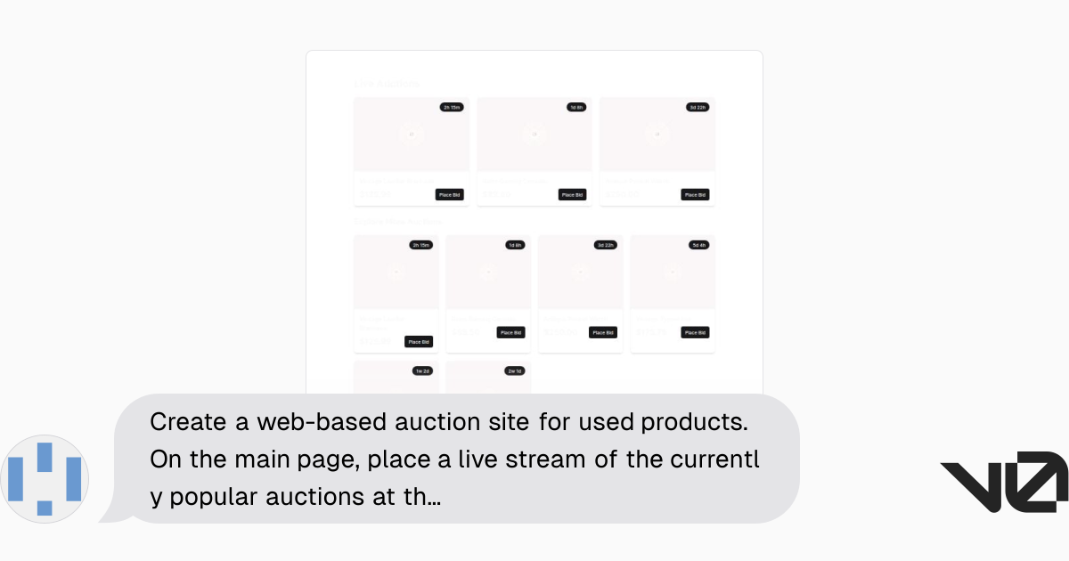 Create a web-based auction site for used products. On the main page ...