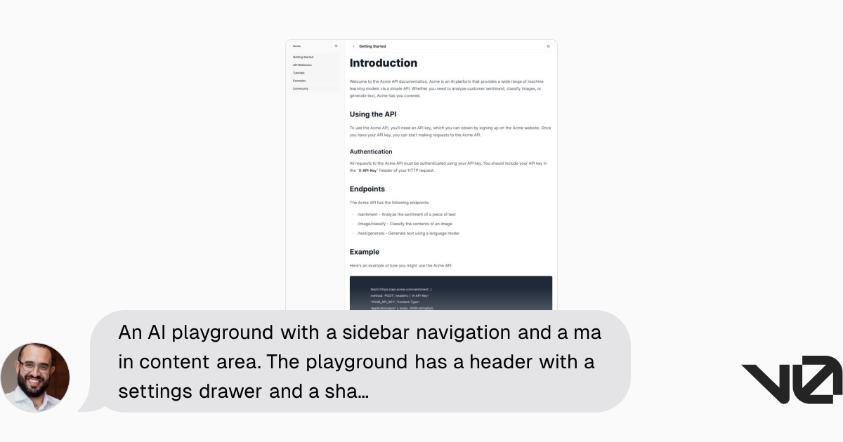 An AI playground with a sidebar navigation and a main content area. The ...