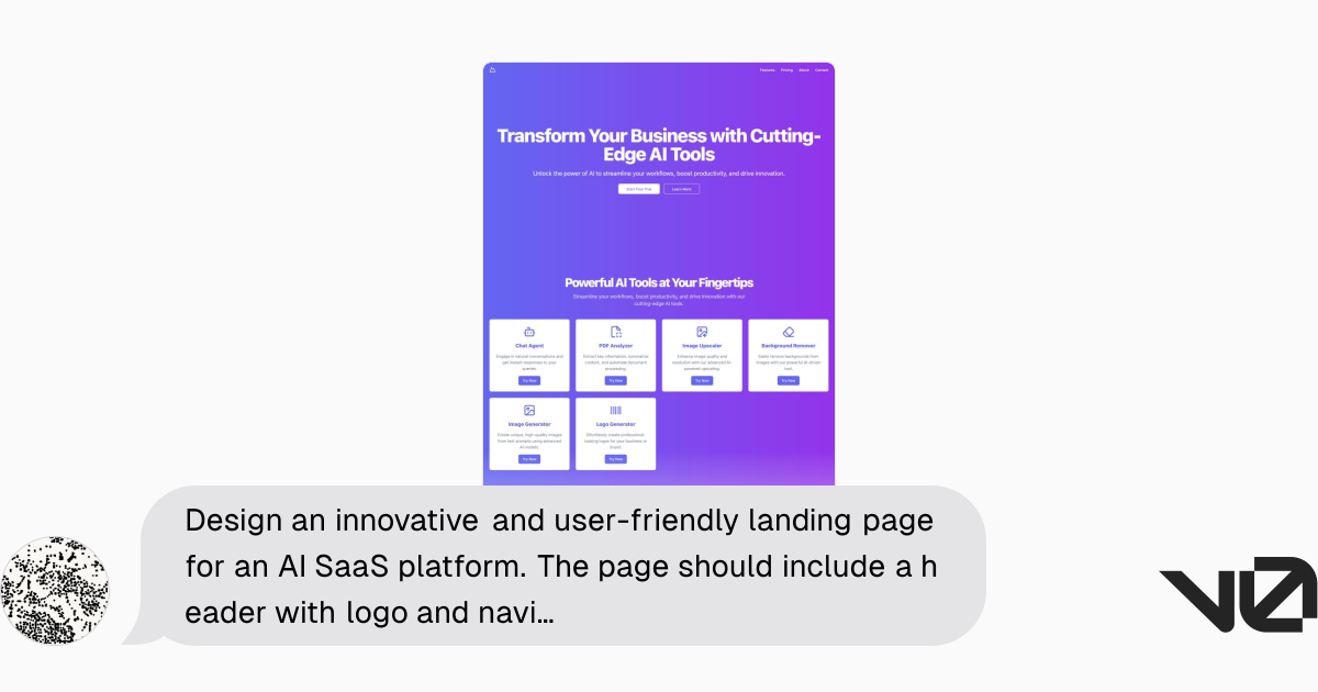 Design an innovative and user-friendly landing page for an AI SaaS ...