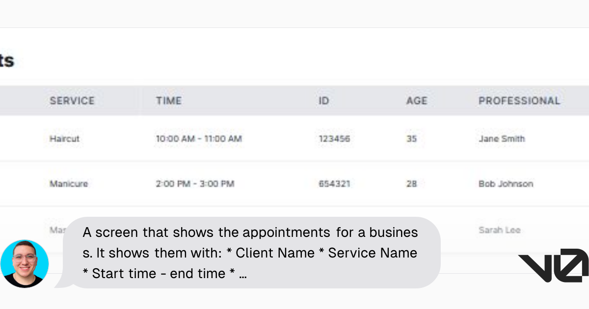A screen that shows the appointments for a business. It shows them with ...