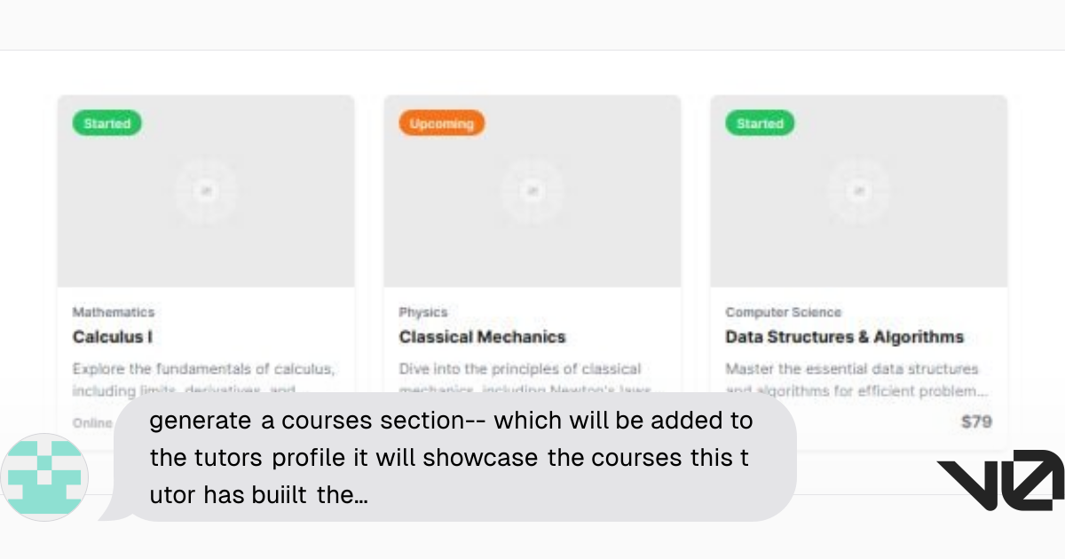 generate a courses section-- which will be added to the tutors profile ...
