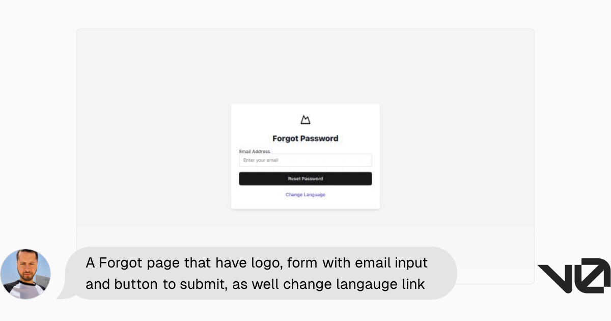 A Forgot page that have logo, form with email input and button to ...