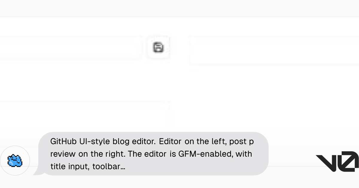 GitHub UI-style blog editor. Editor on the left, post preview on the ...