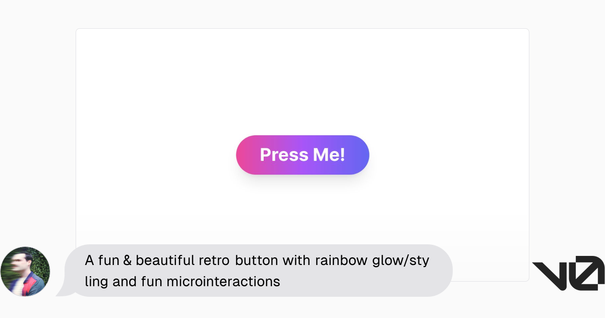 A fun & beautiful retro button with rainbow glow/styling and fun ...